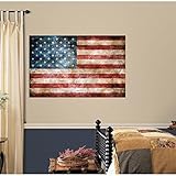 RoomMates RMK2400SLM Vintage American Flag Peel and Stick Giant Wall Decals, 1-Pack