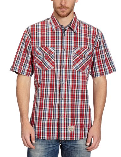 TOM TAILOR Herren Freizeithemd 20171310010/Ray metalbutton check shi, Gr. 50/52 (L), Rot ( Preisvergleich