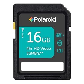 Polaroid 16GB High Speed SDHC CL10 UHS-1 Rated Flash Memory (P-SDH16U1-30-GEPOL)