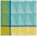 Durable Woven Jacquard 100% Cotton Sailboat Aqua Blue and Yellow Tablecloth 54x90 Inches