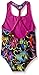 Speedo Big Girls Neon Love Keyhole Thick Strap 1 Piece, Speedo Black, 12