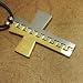 Gold Mosaic Cross Strong Faith Puzzles Men's Necklace on Leather Cord - Gift Boxed J1158