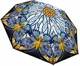 Fine Art Rain or Sun Umbrella--Automatic Folding Tiffany Butterfly Umbrella