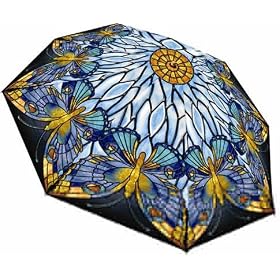 Tiffany Butterfly FOLDING UMBRELLA auto release automatic open compact size