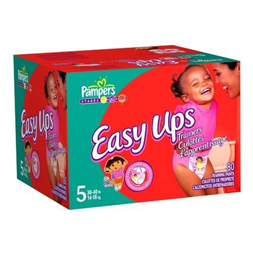Pampers Easy Ups Trainers for Girls, Size 5 (30-40 Lbs), Value Pack, 80 Training Pants