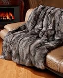 Full Pelt Silver Indigo Fox Fur Blanket / Fur Throw