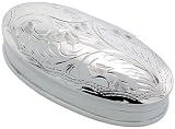 Sterling Silver Pill Box, 1 15 / 16 &acute; x 15 / 16 &acute; ( 49 mm x 24 mm ) Elongated Oval Shape, Engraved Design - B00024VSPA