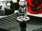 Elegant Chrome Solid Heart wine pourer, bottle stopper combination.
