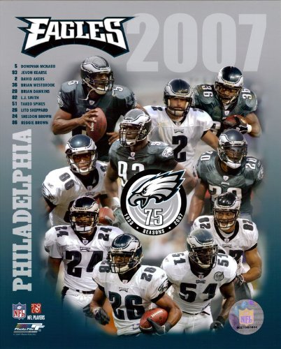 75th YEAR ANNIVERSARY 2007 PHILADELPHIA EAGLES STARS TEAM PHOTO PLAQUE