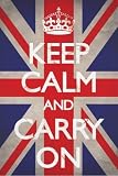 Keep Calm and Carry On (Motivational, Union Jack Flag) Art Poster Print - 61x...