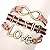 Unisex Black and White Love Theme Adjustable Length Closer Hearts Wrap Bracelet