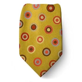 Mens BCBG Designer Silk Tie - Gold Orange Brown