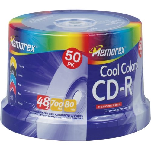 Memorex Cool Colors 48x Write-Once CD-r Spindle - 50 Pack