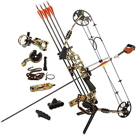 Compound Bow Kit for skilled HellBow Pulley Color Camo 70 LBS 320 FPS display Right hands