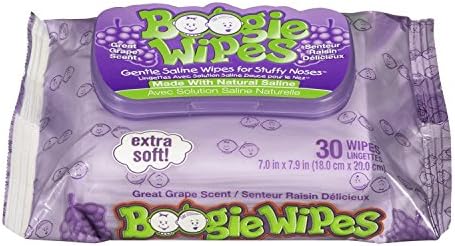 Boogie Wipes Saline Nose Wipes, Great Grape, 30-Count (Pack of 9)