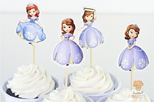 Af Kitchen : First Princess Sophia the Cupcake Toppers Pick Wedding Decoration Girl Kids Birthday Party 24pcs.