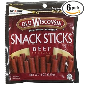 Old Wisconsin Beef Snack Sticks, 8-Ounce Pouches (Pack of 6) by Old Wisconsin