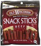 Old Wisconsin Beef Snack Sticks, 8-Ounce Pouch (Pack of 6)