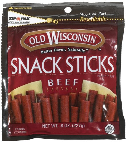Old Wisconsin Beef Snack Sticks, 8-Ounce Pouch (Pack of 6) by Dried Beef