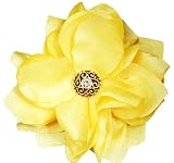 NEW Beautiful Soft Yellow Silk Flower with Vintage Gold Embellishment