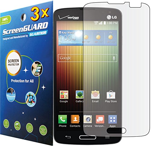 3x LG Lucid 3 VS876 Premium Clear LCD Screen Protector Guard Shield Cover Film Kit (Package by Guarmor Brand)