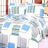 Blancho Bedding - [Blue Fantasy] 100% Cotton 4PC Duvet Cover Set (King Size ....