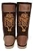 Womens Winter Fleece Warm Lined Snow Tattoo Boots Passion Pride Brown/Gold