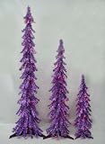 Pre-Lit Purple Alpine Tinsel Christmas Tree 3-Piece Set 2' 3' 4'