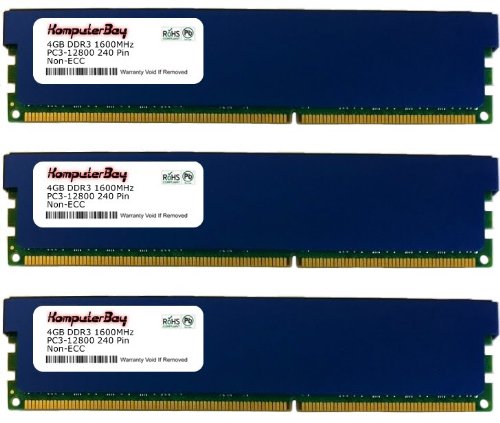 Komputerbay 12GB (3 X 4GB) DDR3 DIMM (240 pin) 1600Mhz PC3 12800 12 GB KIT (9-9-9-25) with Heatspreader for extra Cooling