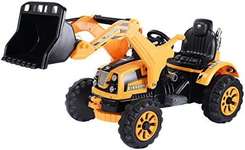 New 12V Battery Powered Kids Ride On Excavator Truck With Front Loader Digger Yellow