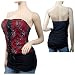 Sexy Red Floral Embroidered Lace Accent Corset Plus Size Top