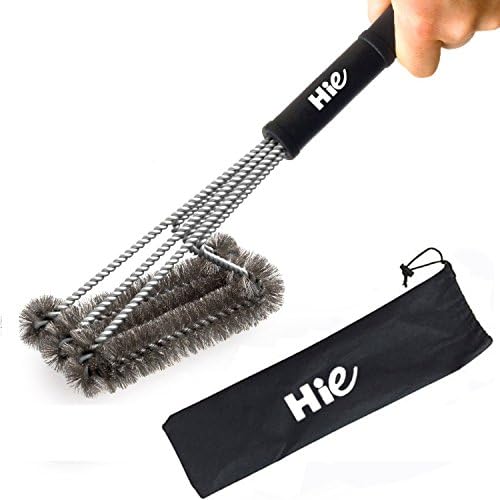 BBQ Grill Brush 18" Long 3 Stainless Steel Bristle Brushes in 1- Best Heavy Duty Barbecue Grill Cleaner Tools, Perfect for Char Broil, Weber, Porcelain, Gas, Electric and Infrared Grills