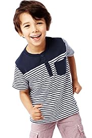 Pure Cotton Striped Yoke T-Shirt