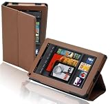 read full review splash SAFARI Slim-Profile Leather Case Cover fits the Amazon Kindle FIRE with Stand (BROWN)