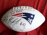Rob Gronkowski Autographed New England Patriots Logo Football with "Go Pats" Inscription, Arizona Wildcats, Proof Photo of Rob Signing for Us.