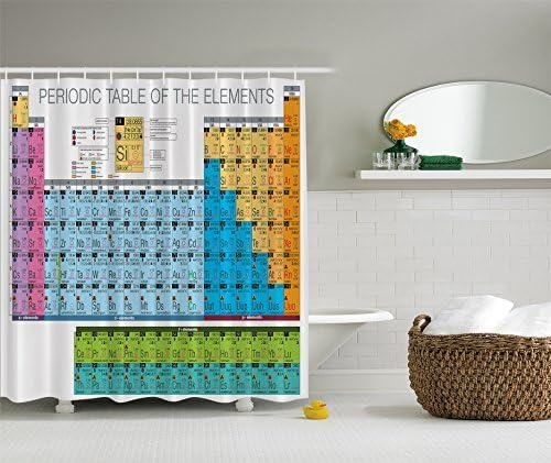 Think Yes Periodic Table of Elements Chart Chemistry Fabric Shower Curtain Elusive to Your Curtain Call
