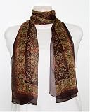 Chiffon Paisley Print - Silk Long Scarf 21x66