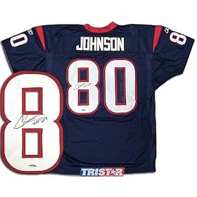 Andre Johnson Autographed/Hand Signed Houston Texans Reebok Authentic Blue Jersey