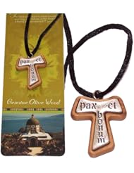 Tau olive wood extra-Smoothed necklace ( 1.2 inches or 3 cm) - Necklace length is adjustable. With Certificate.