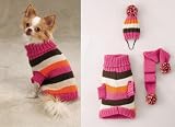 Pet Supplies : SMALL - Multi-Stripe Knit Sweater Set W/ Cap & Scarf