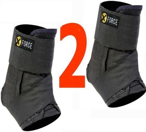 2 XFORCE Ankle Brace Support with Stabilizer Breathable Neoprene, Black (Large) by Surgik