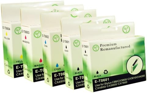 Remanufactured Ink Cartridge Replacement for Epson T060, T060120, T060220, T060320, T060420 (2 Black, 1 Cyan, 1 Magenta, 1 Yellow)