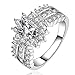 Fashion Elegant Silver Jewelry Austrian Crystal Sunflower Lucky Ring Wedding Ring