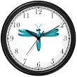Teal or Indigo Dragonfly or Dragon Fly - JP Wall Clock by WatchBuddy Timepieces (Slate Blue Frame)