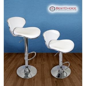 Modern Set of (2) Brand New White Swivel Leather Bar Stool Pub Barstool by Sky Enterprise USA