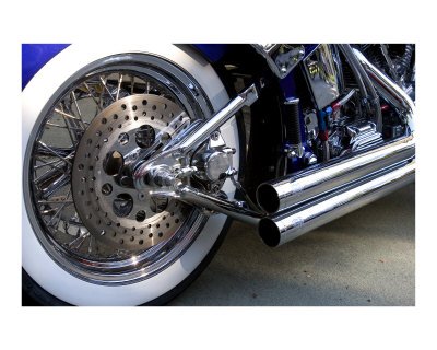 Bikes & Chrome: Motorcycle brake and exhaust Photographic Poster Print by C Ribet, 20x16