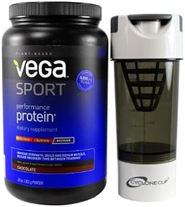 Bundle - 2 Items: Vega Sport Performance Protein, 29 oz Tub with Cyclone Cup, Chocolate