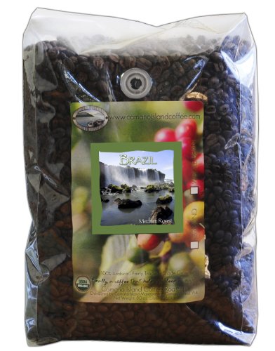 Organic Camano Island Coffee Roasters Brazil, Medium Roast, Whole Bean, 5-Pound Bag