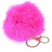 Sandistore Cute Artificial Rabbit Fur Ball Keychain Bag Plush Car Key Ring Car Key Pendant (Hot Pink)