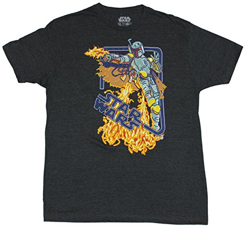 Star Wars Mens T-Shirt -8-Bit Digtal Boba Fett Image (XX-Large) Black